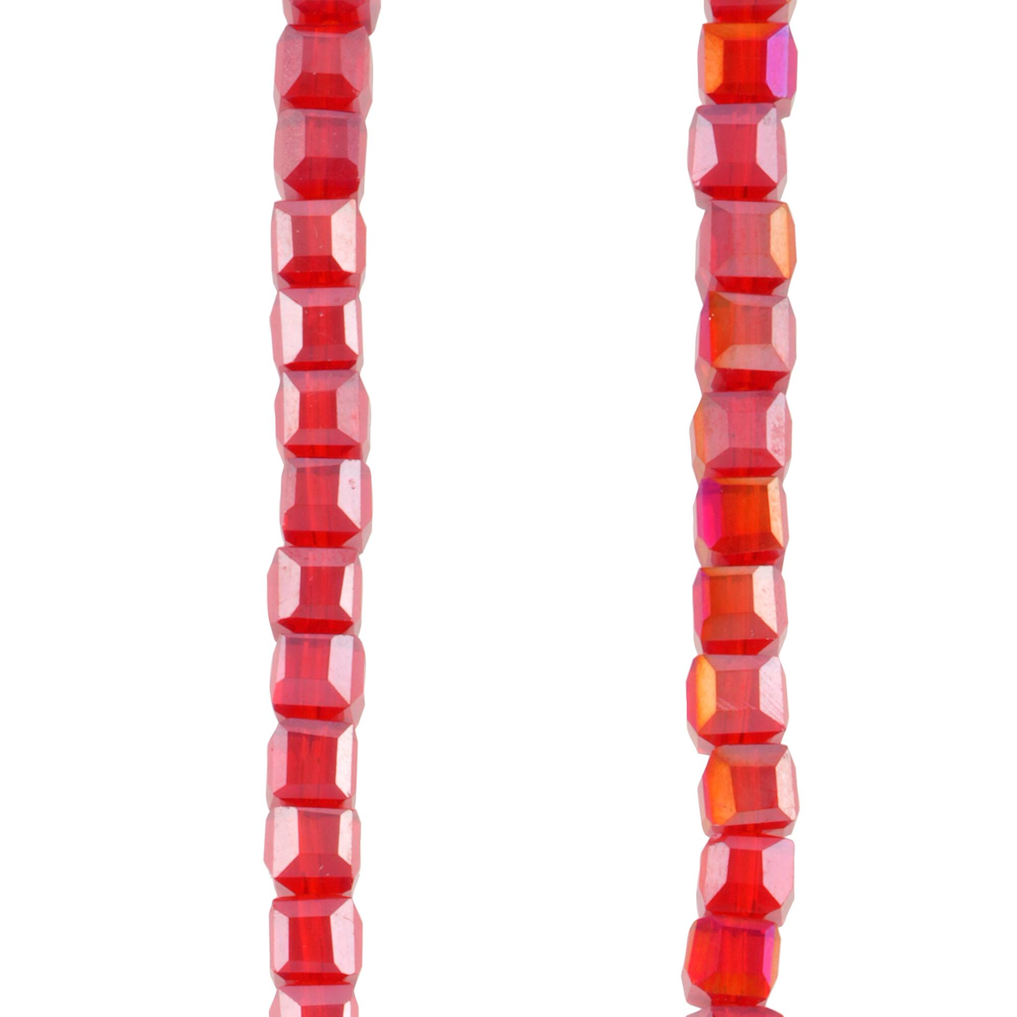 Red Faceted Glass Cube Beads, 5mm by Bead Landing™